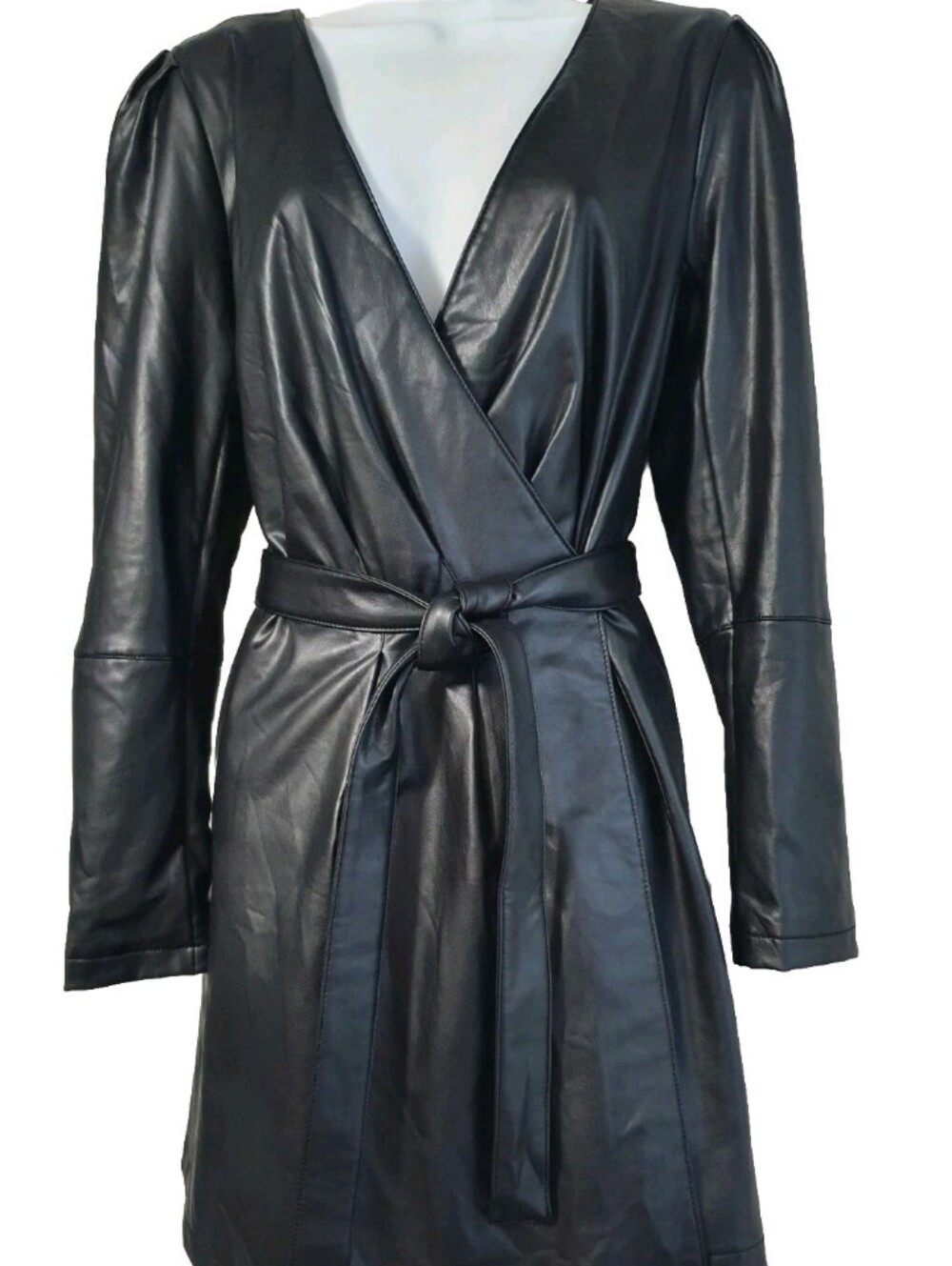 Vegan Leather Wrap Dress sz.Lrg. 7 For All Mankind NWT